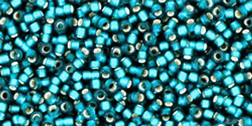 Toho Seed Beads 15/0 Rounds Silver-Lined Frosted Teal Toho Seed Beads 15/0 Rounds Silver-Lined Frosted Teal