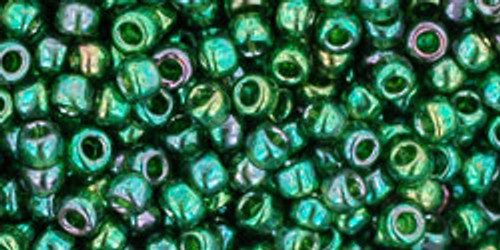 TOHO Seed Beads 8/0 Rounds Gold Lustered Emerald 8 gram tube