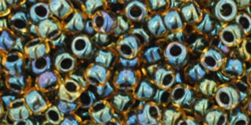 Toho Seed Beads 8/0 Rounds In-Rainbow Light Topaz/Jet Lined