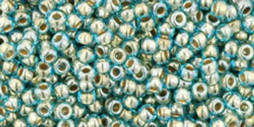 Toho Seed Bead 11/0 Round #372 Gold Lined Aqua 50 gram pack