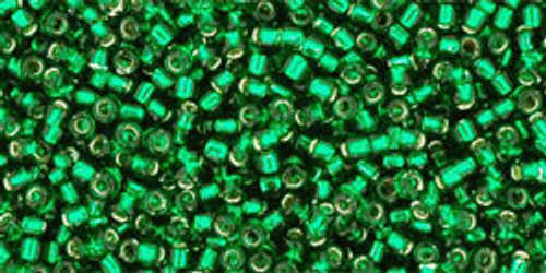 Toho Seed Beads 15/0 Round #34 Sliver Lined Green Emerald 100 gram