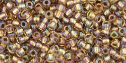 Toho Seed Beads 11/0 Round #398 Rainbow Crystal Gold Lined 20 gm