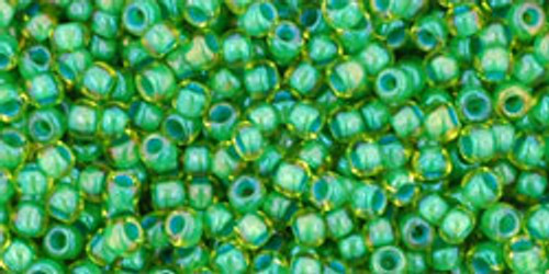 Toho Seed Bead 11/0 Round #417 In Lime Green Opaque Green Lined  50g