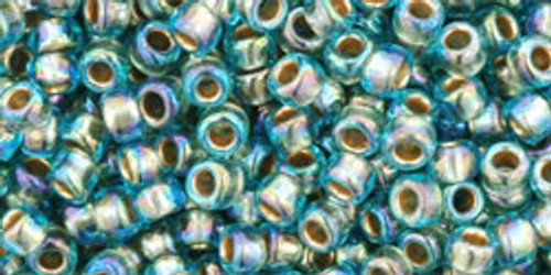 Toho Seed Beads 8/0 Round #207 Gold Lined Rainbow Aqua 50 gram pack