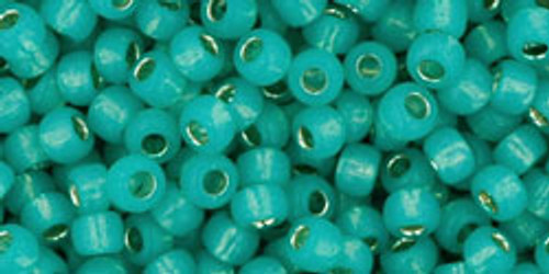 Toho Seed Beads 8/0 Round #217 Silver Lined Milky Teal 50 gram