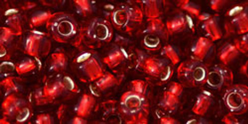 Toho Seed Beads 6/0 Round #86 Silver Lined Ruby 50 grams 