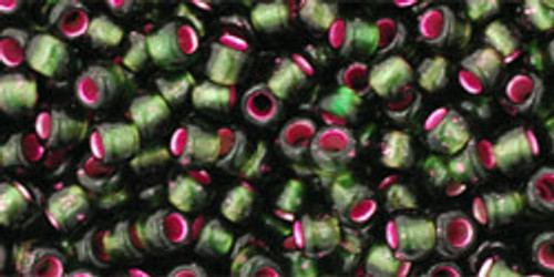 Toho Seed Beads 8/0 Rounds #83 Silver-Lined Frosted Olivine/Pink Lined 250g