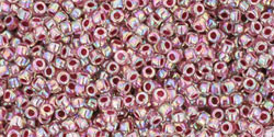 Toho Seed Beads 15/0 Rainbow Crystal Strawberry Lined 50 grams