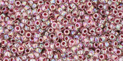 Toho Seed Beads 15/0 Rainbow Crystal Strawberry Lined 100 grams