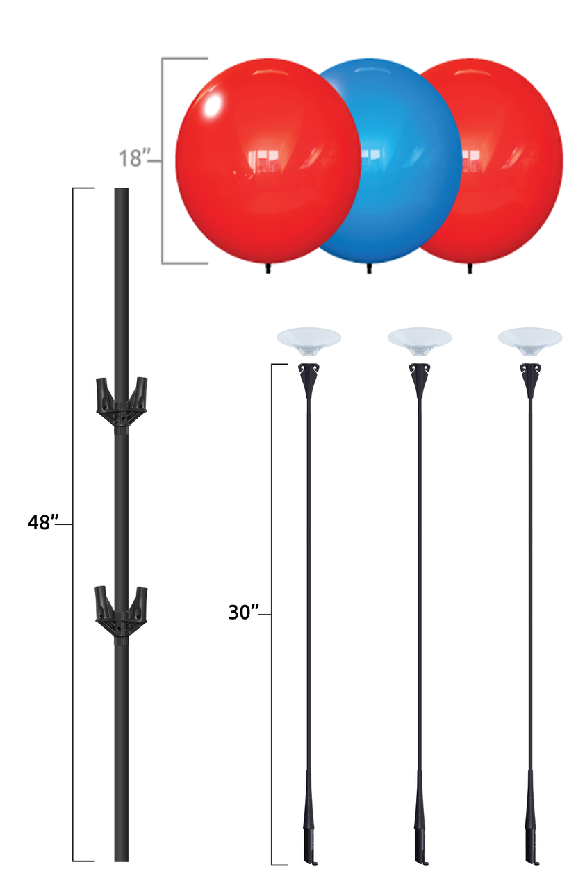 DuraBalloon Vinyl Reusable Helium Free Balloon 3 Balloon Bobber Cluster Pole  Kit - Balloon Ideas