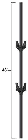 This reinforced 48" replacement cluster pole is thicker than a regular pole to support 5 Balloons. The pole itself is anodized black and has two snap-buttons to attach a bracket mount supporting the five fiberglass stems. Recommended for use with the Metal Ground Kit if mounting in landscaping.