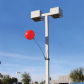 DuraBalloon® PUSH-BUTTON LIGHT POLE KIT contents includes DuraBalloon, Pushbutton Stem with Security Screw, Pushbutton Bracket and 2-10" Band Clamps to display your DuraBalloons high above your parking lot or business.