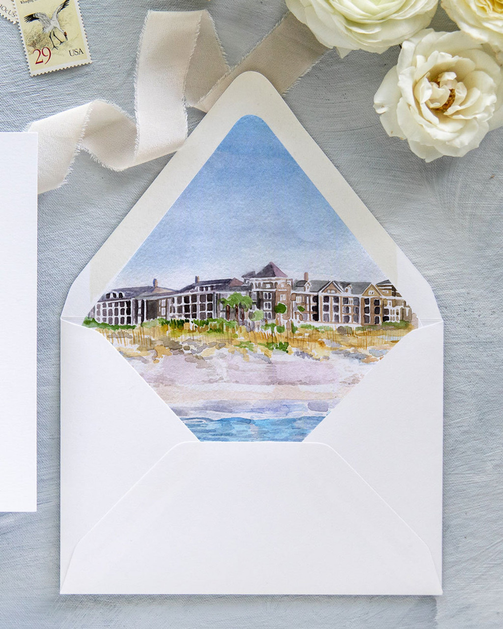 Watercolor Envelope Liner Blue, Pattern Envelopes With Liners 5x7, Painted Envelope  Liner Insert, A7 Envelope Liner Design, Diy Wedding 