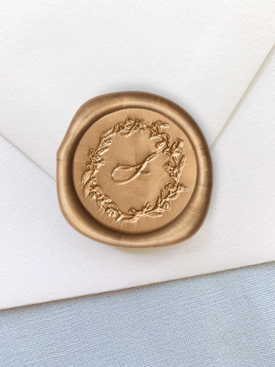 Monogram Wax Seal Stamp, Laurels Wax Stamp, RSVP Envelope Seal
