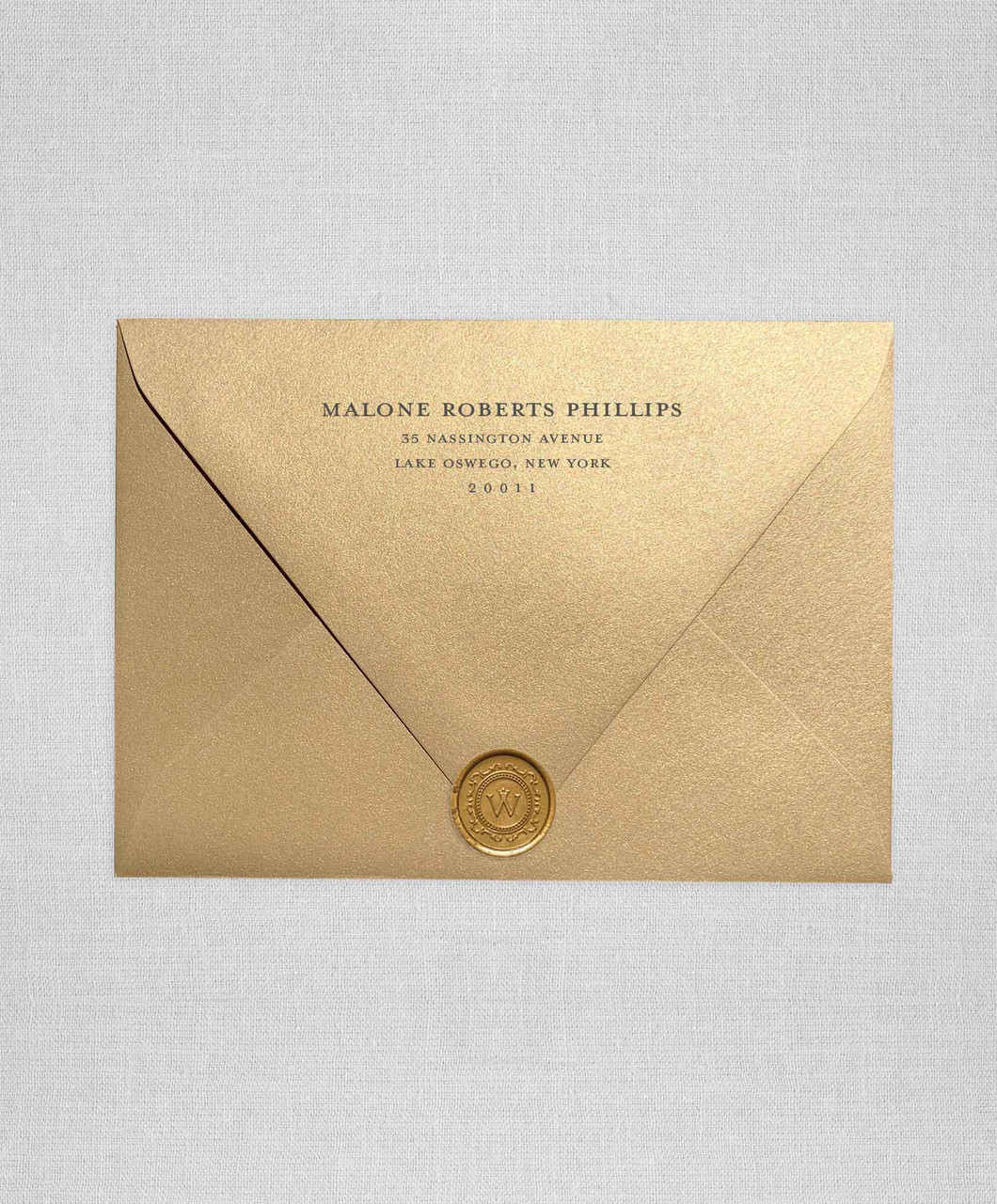 Minimal Leaf, Gold Monogram Envelope Seals