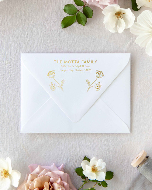 Full Bloom Envelope Addressing | Gold Ink