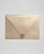 Sand Metallic wedding envelopes with black ink return addressing and gold wax seals