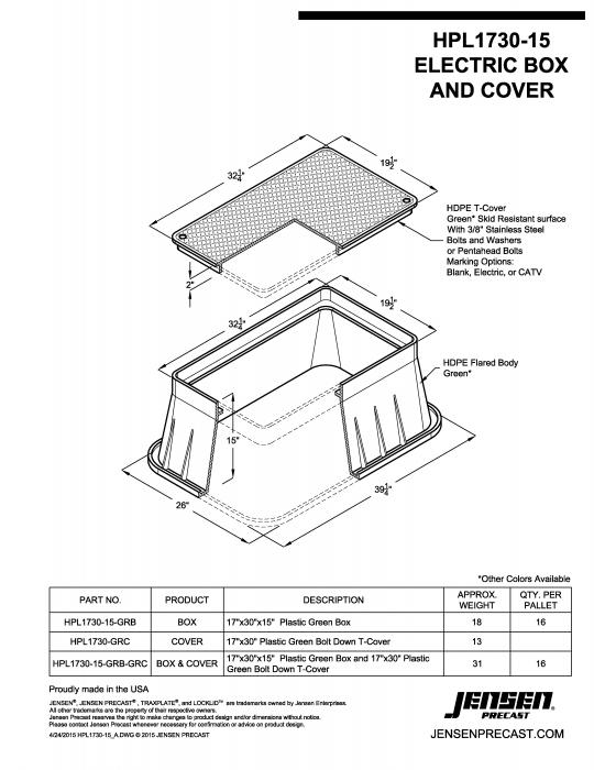 HPL1730 x 15 Handhole Assembly - Plastic - Blank | Jensen