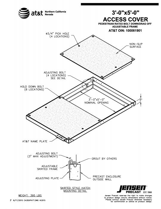 3x5 Drag Off Access Cover - Incidental Traffic - AT&T | Jensen