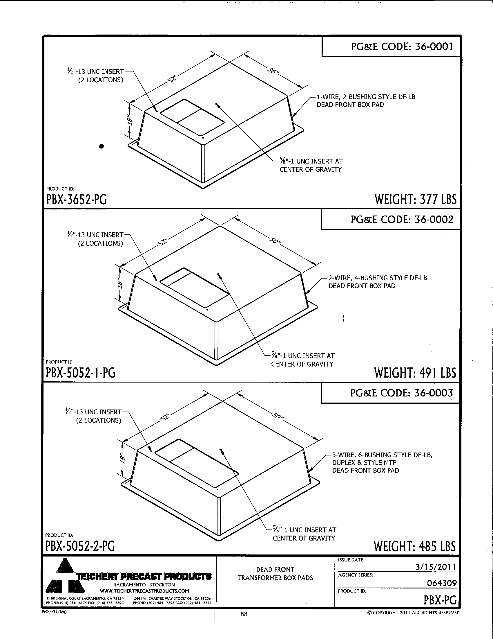 Transformer Pad 52 in. x 36 in. x 18 in. PG&E 360001 Jensen Precast