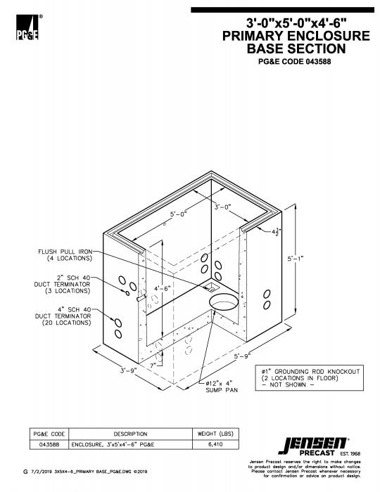 Primary Enclosure Base Section 5 3660 PG&E Jensen Precast