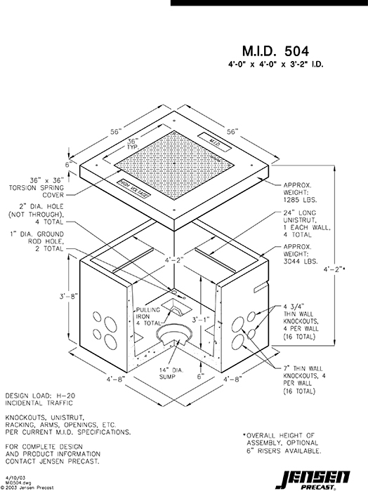 504 Pull Box 5050 Modesto Irrigation District Jensen Precast