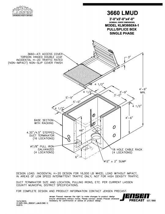 Pull/Splice Box 3660 LMUD Jensen Precast