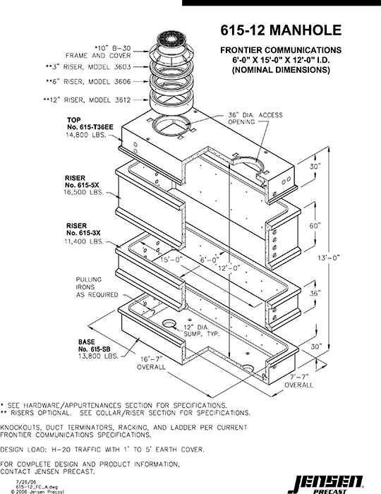 Vault 72180x12 Frontier Communications Jensen Precast
