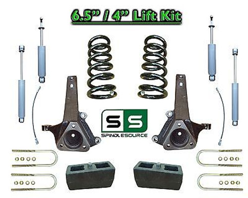 02 - 08 Dodge Ram 1500 2WD 6.5" Front 4" Rear Spindle COIL Lift Kit w SHOCKS V8