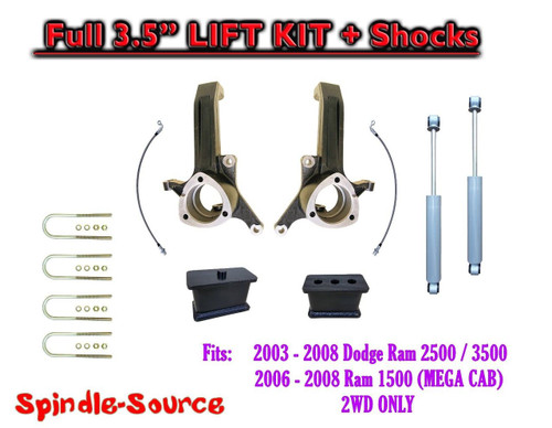 03 - 08 Dodge Ram 2500 3500 (1500 MEGA) 2WD 3.5" / 3.5" LIFT KIT + SHOCKS UB-I