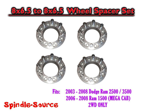 03-08 Dodge Ram 2500 3500 8 x 6.5 to 8x6.5 FOUR Wheel Spacers 2" and 3-3/8"