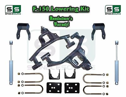 04 -08 Ford F-150 F150 3" / 5" Drop Lowering Kit Control Arms Shackles + SHOCKS
