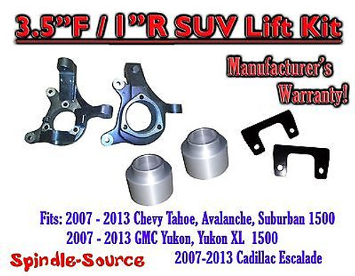 07 - 13 Chevy Tahoe GMC Yukon 1500 + SUV 3.5" / 1" FULL LIFT KIT 2WD Spindles