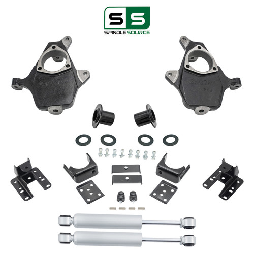 3"-4"/5"-6" Spindle Strut Cup Drop Kit + Rear Shocks FOR 07-13 Silverado Sierra