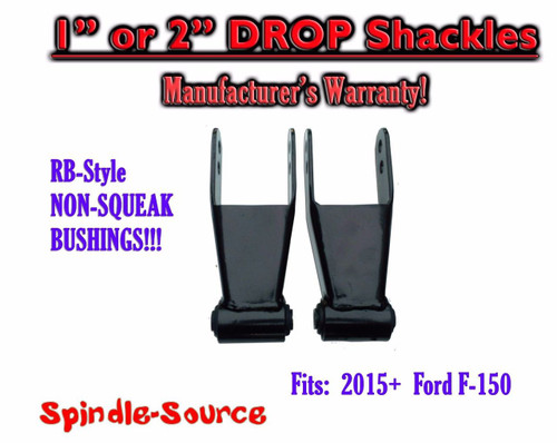 1" 2" Drop Lowering Shackles SET 2015 - 2016+ Ford F150 F-150 RB Silent Bushings