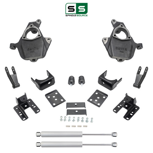 2/3-4 Spindle Lowering Kit Shocks 14-18 Chevy Silverado GMC Sierra 1500 2WD/4WD