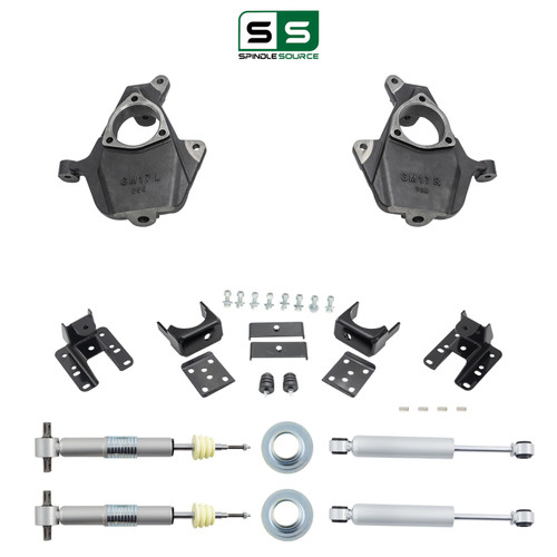2.5-4/5-6 Spindle/Strut Lowering Kit Shocks 14-18 Silverado Sierra 1500 2WD/4WD
