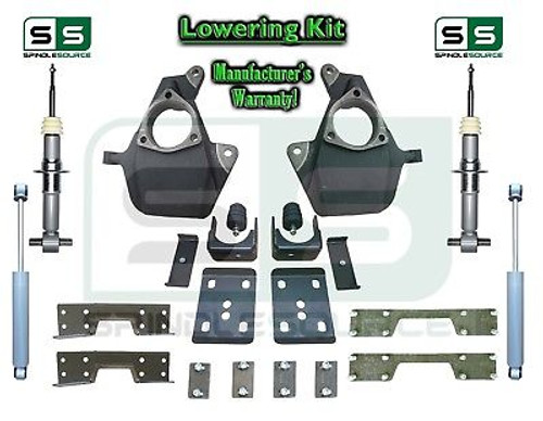 16-18 Silverado Sierra 4/7 Drop Lowering KIT STAMPED / ALUM STRUTS SHOCKS NOTCH