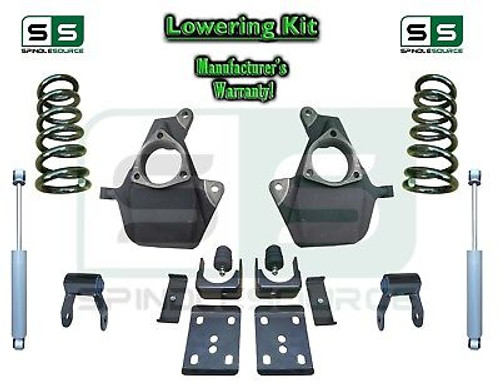 16-18 Silverado Sierra 4/6 Lowering DROP KIT STAMPED / ALUM ARMS Coils V8 SHOCKS