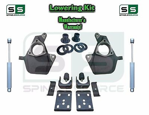 16-18 Silverado Sierra 4" / 7" Drop Lowering KIT STAMPED / ALUM ARMS + SHOCKS