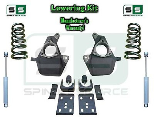 16-18 Silverado Sierra 4/7 Lowering DROP KIT STAMPED / ALUM ARMS Coils V8 SHOCKS