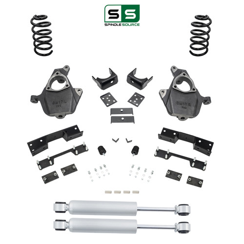 4/7 Spindle/Coil Lowering Kit Shocks C-Notch 2014-2018 Silverado Sierra 1500 V8