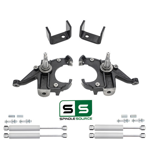 3/5 Spindle Drop Kit + Rear Shocks FOR 73-87 Chevy GMC C10 C15 1.25" Rotors 2WD