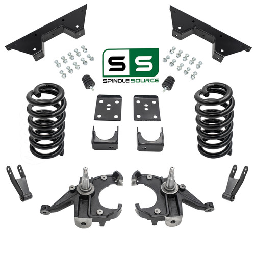 5/7-8 Spindle Drop Kit + Shocks FOR 73-87 Chevy GMC C10 C15 1" Rotors 2WD