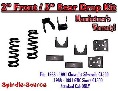 1988 - 1991 Chevrolet GMC C1500 2" / 5" Drop Lowering Kit 2/5 STANDARD CAB ONLY