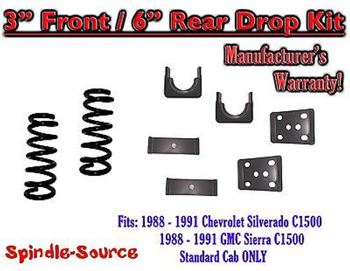 1988 - 1991 Chevrolet GMC C1500 3" / 6" Drop Lowering Kit 3/6 STANDARD CAB ONLY