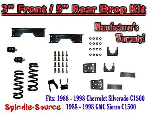 1988 - 1998 Chevy GMC C1500 3" front / 5" rear Drop Lowering Kit 3/5 + NOTCH
