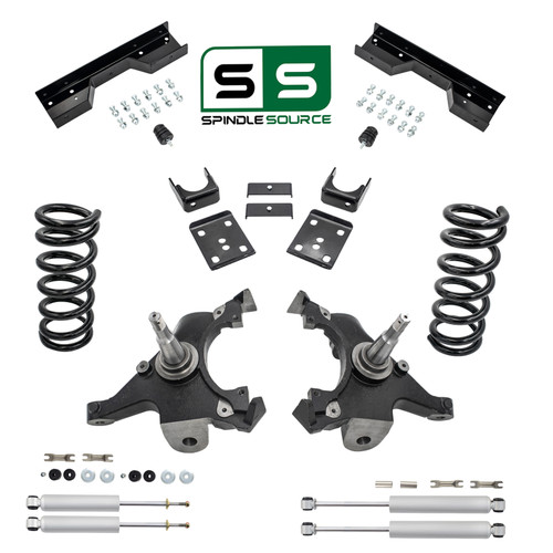 1988-1998 Chevrolet GMC C1500 W/1.25" ROTORS V8 5"/6" Drop Kit + SHOCKS + NOTCH