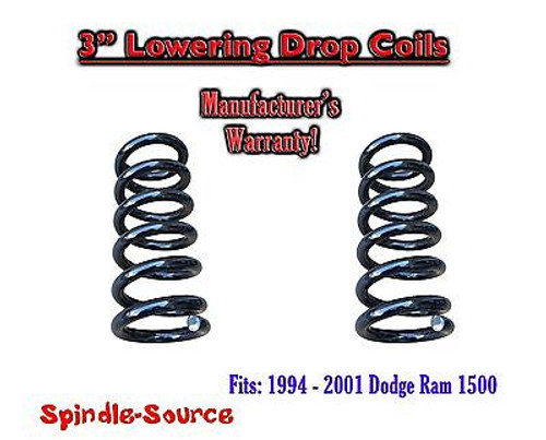 1994 - 2001 Dodge Ram 1500 V6 EXT Cab 3" Lowering Drop Coils Springs Kit