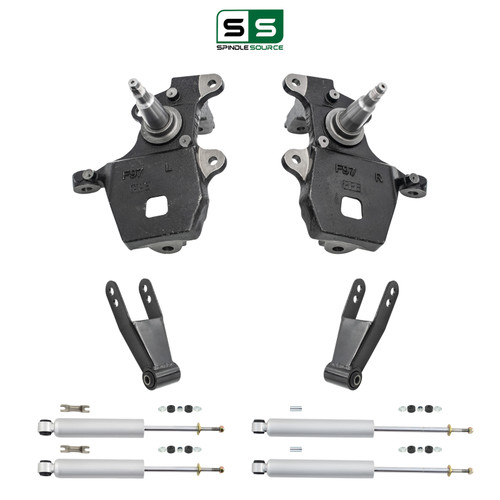 2/2 Spindles Lowering Kit with Front and Rear Shocks for 1997-2003 Ford F-150 2WD